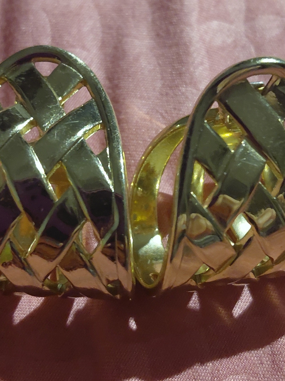 Faux Gold Basketweave Woven Clip-On Earrings